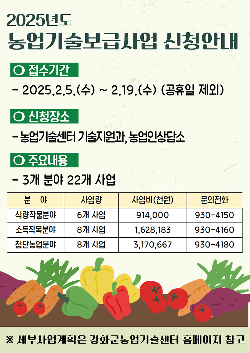 2025 농업기술보급사업 신청안내