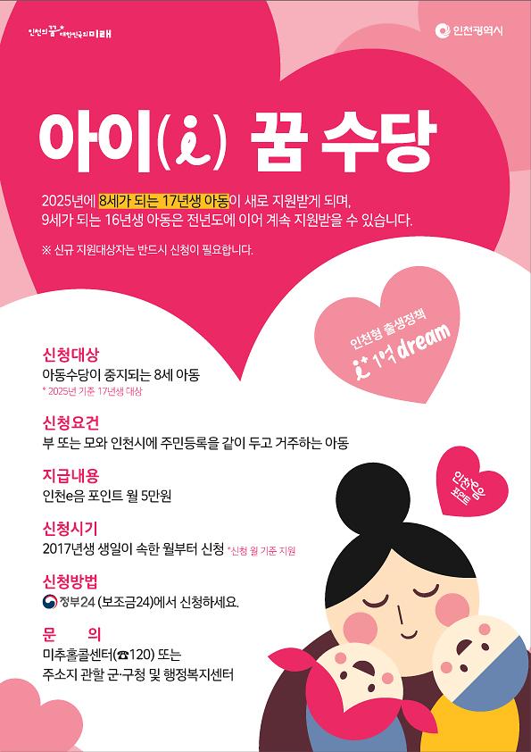 2017년생 아동, 아이 꿈 수당 꼭 신청하세요!