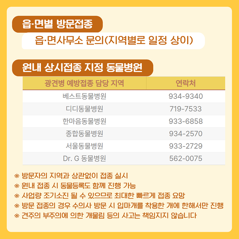 2025 상반기 광견병 예방주사 무료 접종 안내 
