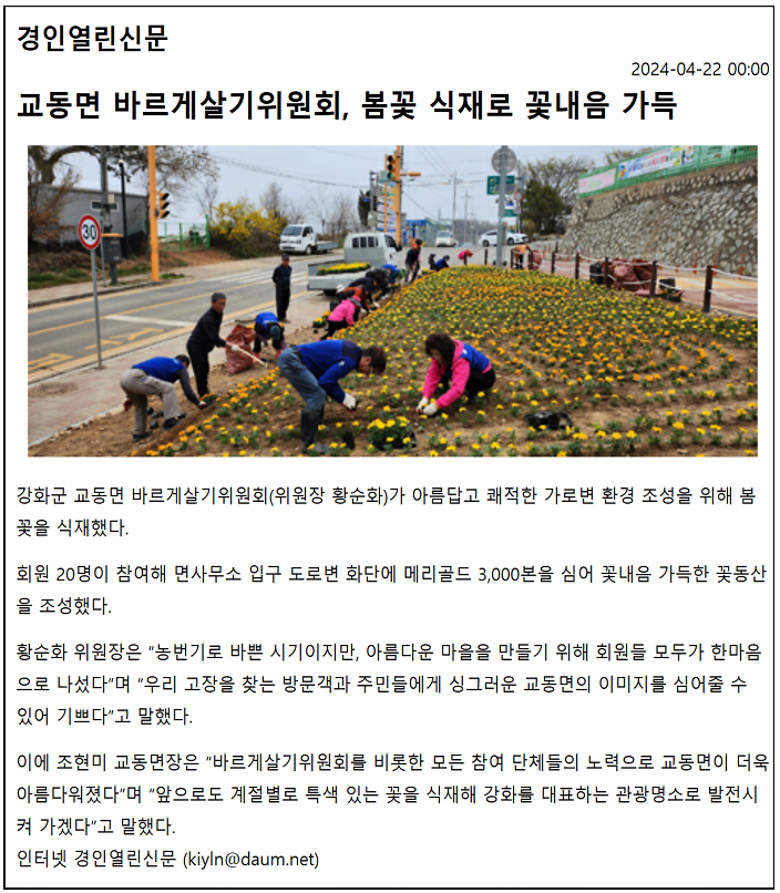 교동면_바르게살기위원회,_봄꽃_식재로_꽃내음_가득
