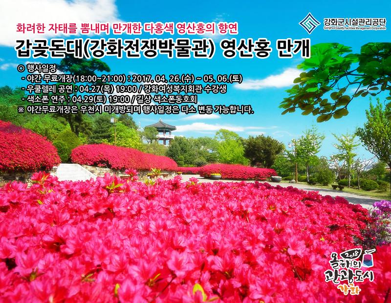 영산홍 만개에 따른 갑곶돈대 무료개방 안내 사진