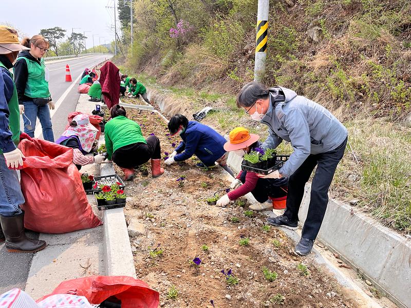 삼산면_새마을부녀회_꽃길조성