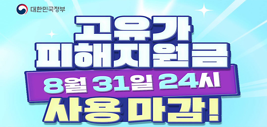 사용기한
'26.8.31.(월)까지 사용
사용하지 않고 남은 금액은 환불되지 않고 자동 소멸