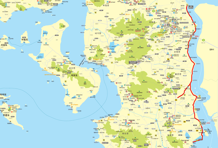 해안순환도로 코스 지도